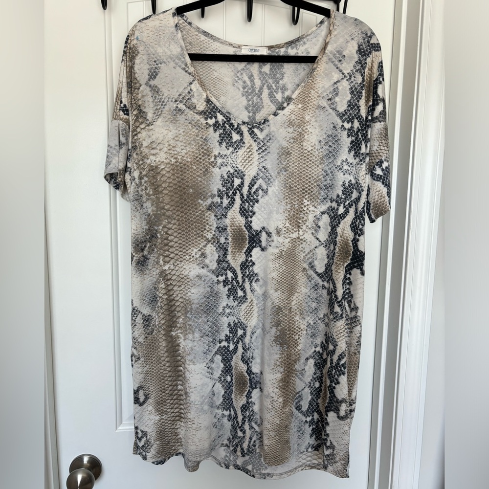 Cherish Snakeskin silky soft casual dress with pockets